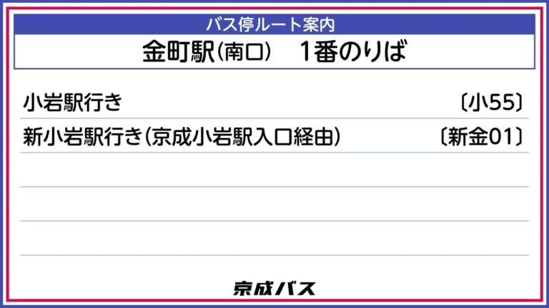 金町駅のバス時刻表ガイド
